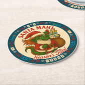 Santa Mahj Festive Round Paper Coasters Ronde Kartonnen Onderzetter (Gebogen)