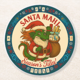 Santa Mahj Festive Round Paper Coasters Ronde Kartonnen Onderzetter