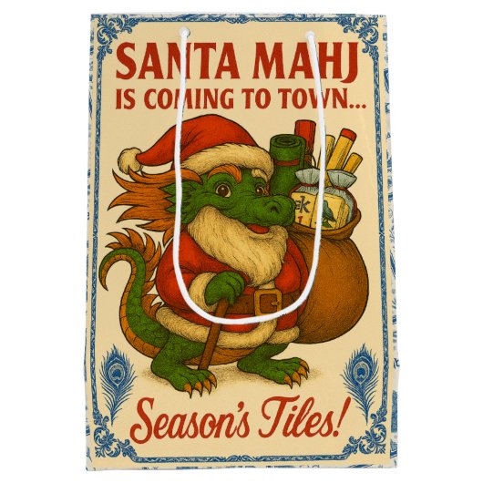 Santa Mahj Gift Bag  Medium Cadeauzakje (Achterkant)