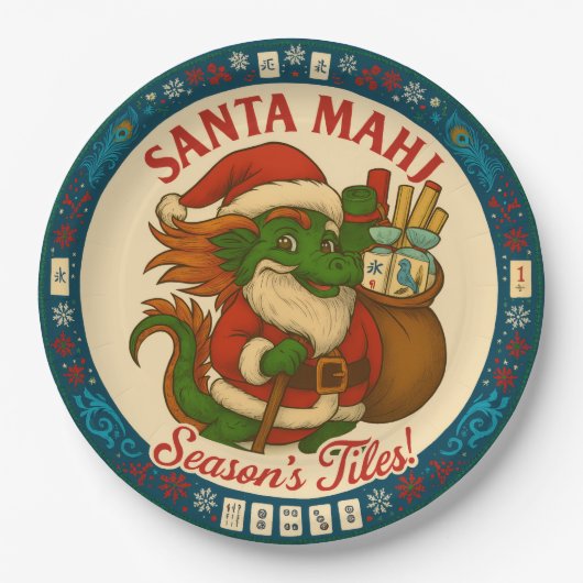 Santa Mahj! Papieren borden  Bordje (Voorkant)