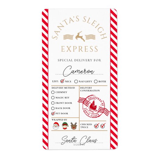Santa Mail Express Speciale levering cadeau Sticke Etiket (Voorkant)