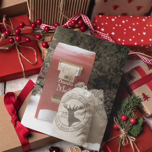 Santa Mail Reindeer Post Kantoor Feestelijke Kerst Kaart