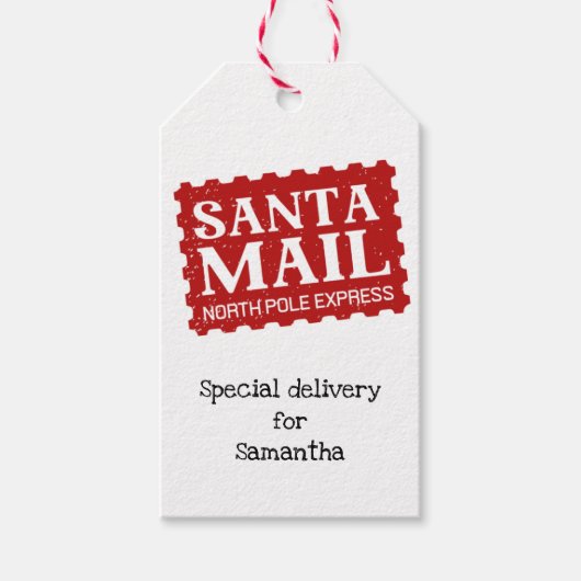 Santa mail speciale levering kerstcadeau label cadeaulabel (Voorkant)