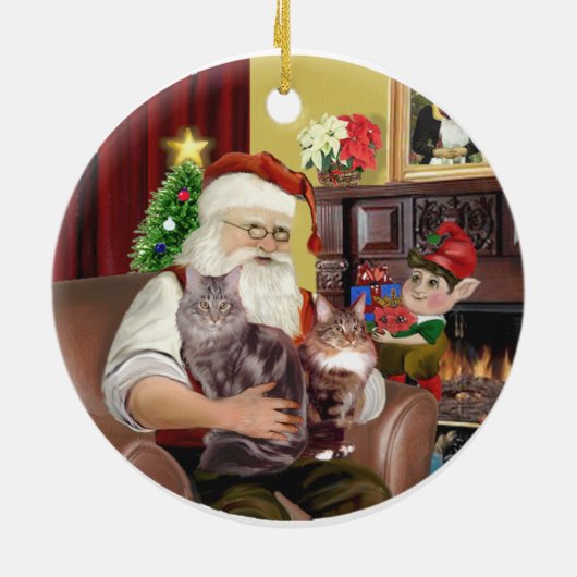 Santa - Maine Coon cat 10 Keramisch Ornament (Achterkant)