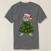 Santa Maine Coon met kerstboomklep Licht Funny Xm T-shirt (Design voorkant)