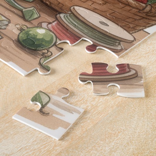 Santa Making Wreaths Christmas Legpuzzel (Zijkant)