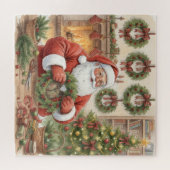 Santa Making Wreaths Christmas Legpuzzel (Horizontaal)