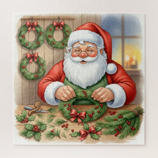 Santa Making Wreaths Christmas Legpuzzel (Verticaal)