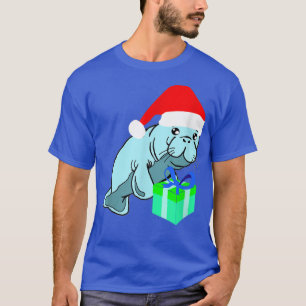 Santa Manatee Costume Funny Dugongidae Xmas Christ T-shirt