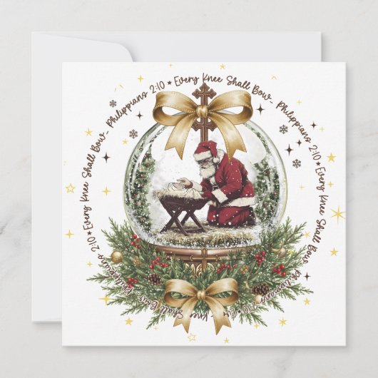 Santa & Manger Christmas Card with Scripture  (Voorkant)
