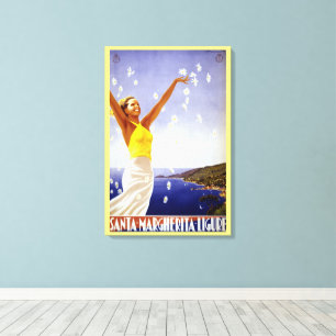 Santa Margherita Ligure, Italië Oude Reis Kunst Canvas Afdruk