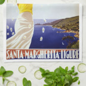 Santa Margherita Ligure, Italië Vintage Travel Art Theedoek (Gevouwen)