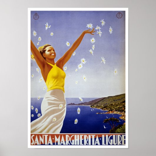 Santa Margherita Ligure met Daisies Poster (Voorkant)