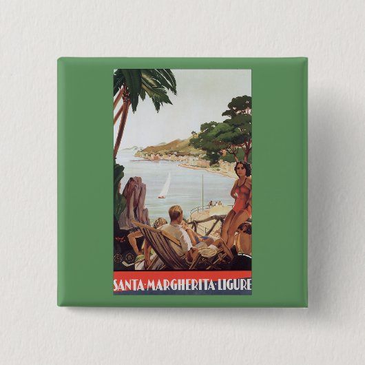 Santa Margherita Ligure Vierkante Button 5,1 Cm (Voorkant)