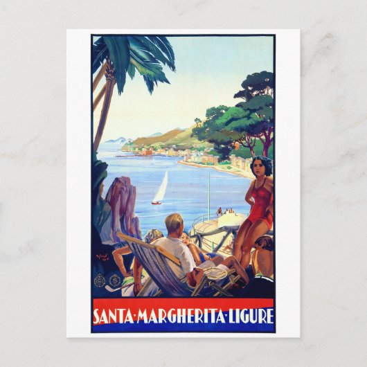 Santa Margherita Ligure Vintage Poster teruggezet Briefkaart (Voorkant)