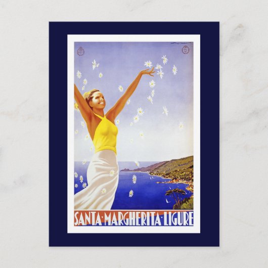 "Santa Margherita, Liguria Vintage Travel Poster Briefkaart (Voorkant)