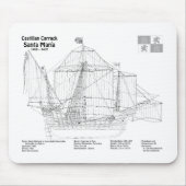 Santa Maria - Blauwdrukplannen voor schepen BD Muismat (Voorkant)
