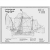 Santa Maria - Blauwdrukplannen voor schepen BD Sticker (Voorkant)