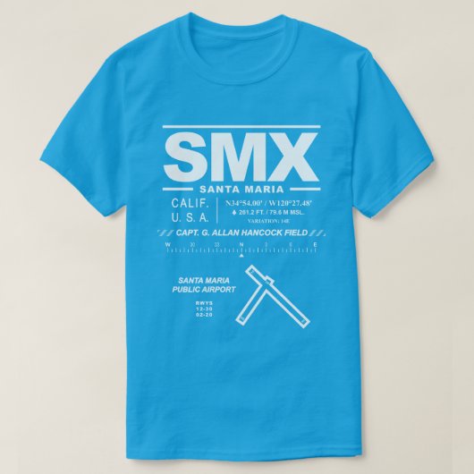 Santa Maria Public Airport SMX T-Shirt (Design voorkant)