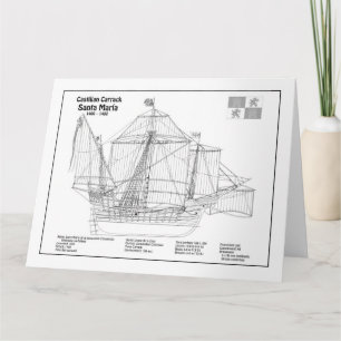 Santa Maria - Scheepsblauwdrukplannen BD Bedankkaart