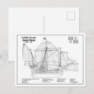 Santa Maria - Scheepsblauwdrukplannen BD Briefkaart