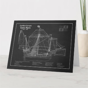 Santa Maria - scheepsblauwdrukplannen PBD Bedankkaart