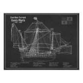Santa Maria - scheepsblauwdrukplannen PBD Foto Afdruk (Voorkant)