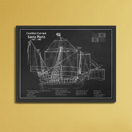 Santa Maria - scheepsblauwdrukplannen PBD Foto Afdruk
