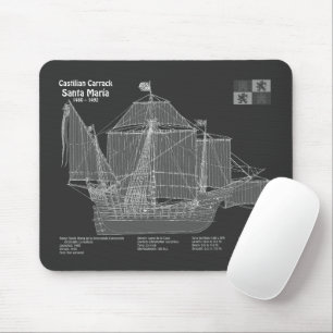 Santa Maria - scheepsblauwdrukplannen PBD Muismat