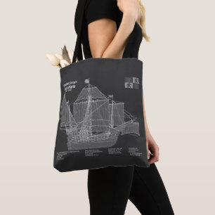 Santa Maria - scheepsblauwdrukplannen PBD Tote Bag