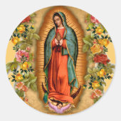 Santa Maria, Virgen de Guadalupe Moeder Maria Roze Ronde Sticker (Voorkant)