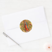Santa Maria, Virgen de Guadalupe Moeder Maria Roze Ronde Sticker (Envelop)