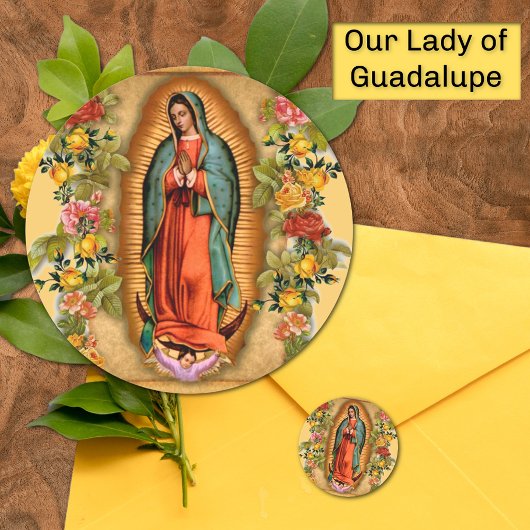 Santa Maria, Virgen de Guadalupe Moeder Maria Roze Ronde Sticker