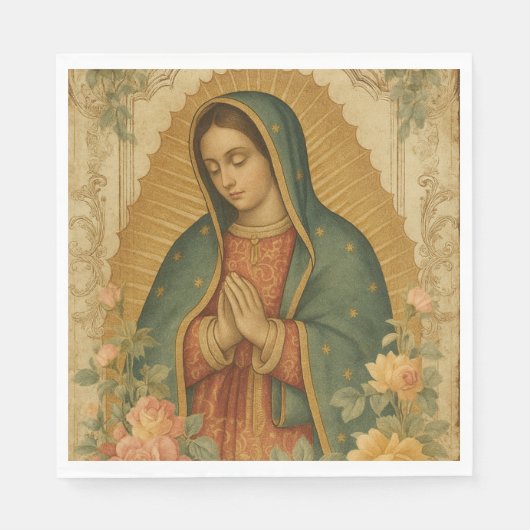 Santa Maria, Virgen de Guadalupe Mother Mary Roses Servet (Voorkant)