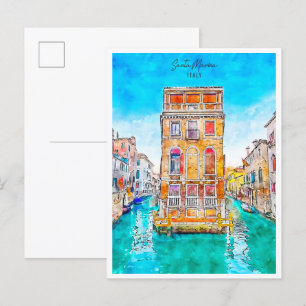 Santa Marina Italië vintage reizen waterverf Briefkaart