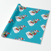 Santa Marlin on teal Cadeaupapier (Uitgerold)