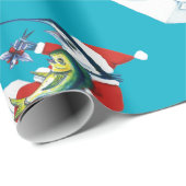 Santa Marlin on teal Cadeaupapier (Rol Hoek)