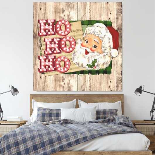  Santa Marquee Lights Ho Ho Ho Canvas Afdruk (Insitu (Slaapkamer))