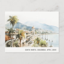 Santa Marta Colombia Aquarel Landschap Reis