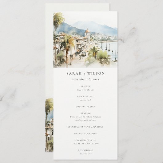 Santa Marta Colombia Landscape Wedding Program Kaart (Voorkant / Achterkant)