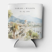 Santa Marta Colombia Watercolor Landscape Wedding Blikjeskoeler (Voorkant)