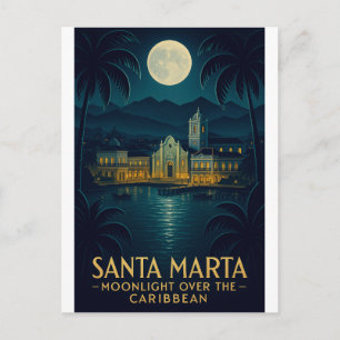 SANTA MARTA — MAANLICHT BOVEN DE CARIBISCHE ZEE BRIEFKAART