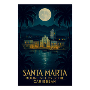 SANTA MARTA — MAANLICHT OVER DE CARIBISCHE ZEE PERFECT POSTER