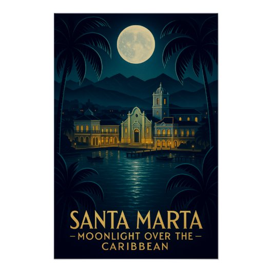 SANTA MARTA — MOONLIGHT OVER THE CARIBBEAN PERFECT POSTER (Voorkant)