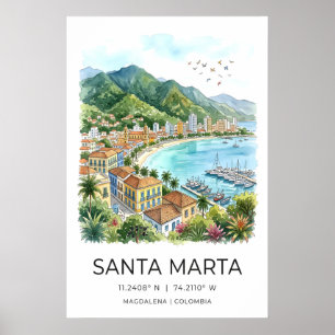 Santa Marta Print Serene Marina en Baai Uitzicht