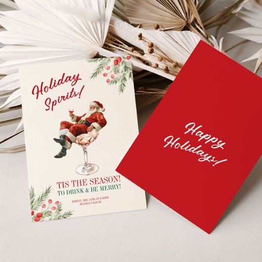 Santa Martini Christmas Holiday Invitation Kaart