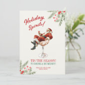 Santa Martini Christmas Holiday Invitation Kaart (Staand voorkant)