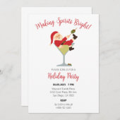 Santa Martini Christmas Party Invite Kaart (Voorkant / Achterkant)