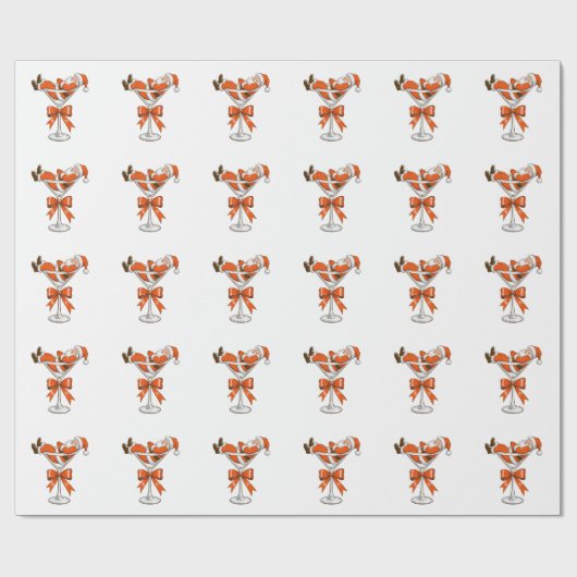 Santa Martini Coquette Girly Christmas Bow Festive Cadeaupapier (Vlak)