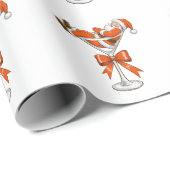 Santa Martini Coquette Girly Christmas Bow Festive Cadeaupapier (Rol Hoek)